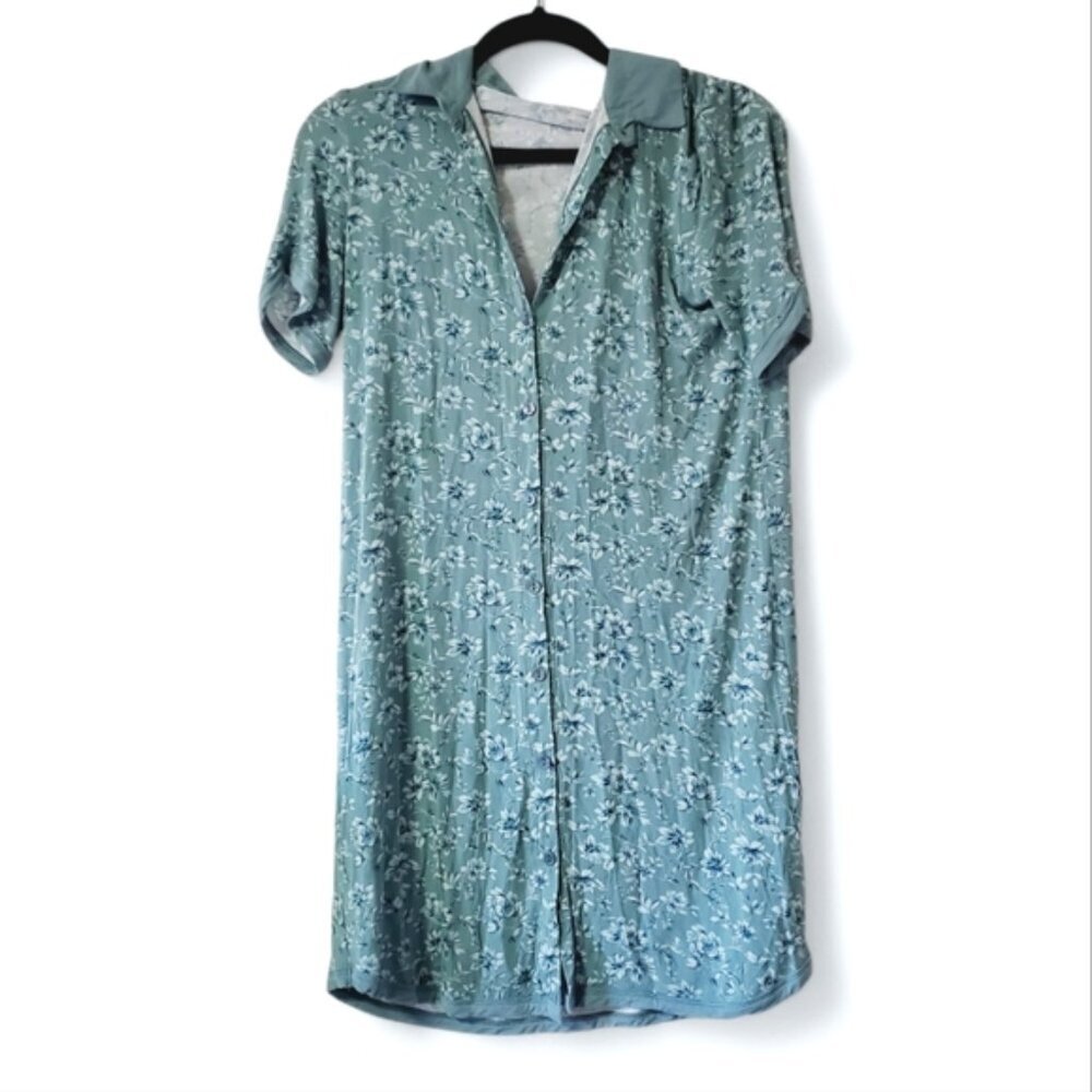 Intimissimi Modal Sage Floral Button-Up Sleep Dress S